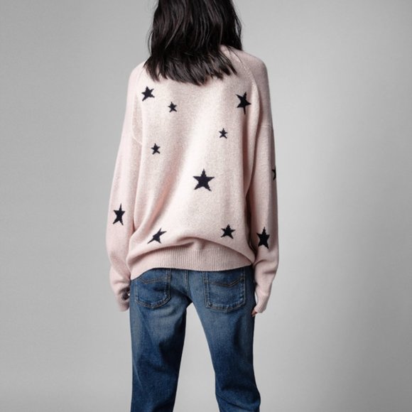 $478 NWT Zadig & Voltaire Markus Star Cashmere Sweater Pullover Jumper Size S, M - Picture 4 of 6